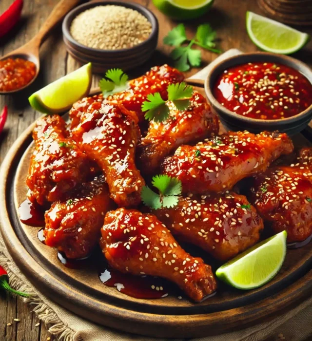 Chili Honey Glazed Chicken Wings with JAMACUCO Salsa Picante