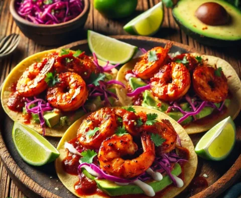 Spicy Grilled Shrimp Tacos with Jamacuco Sauce