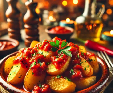 Spicy Patatas Bravas with JAMACUCO Salsa Picante